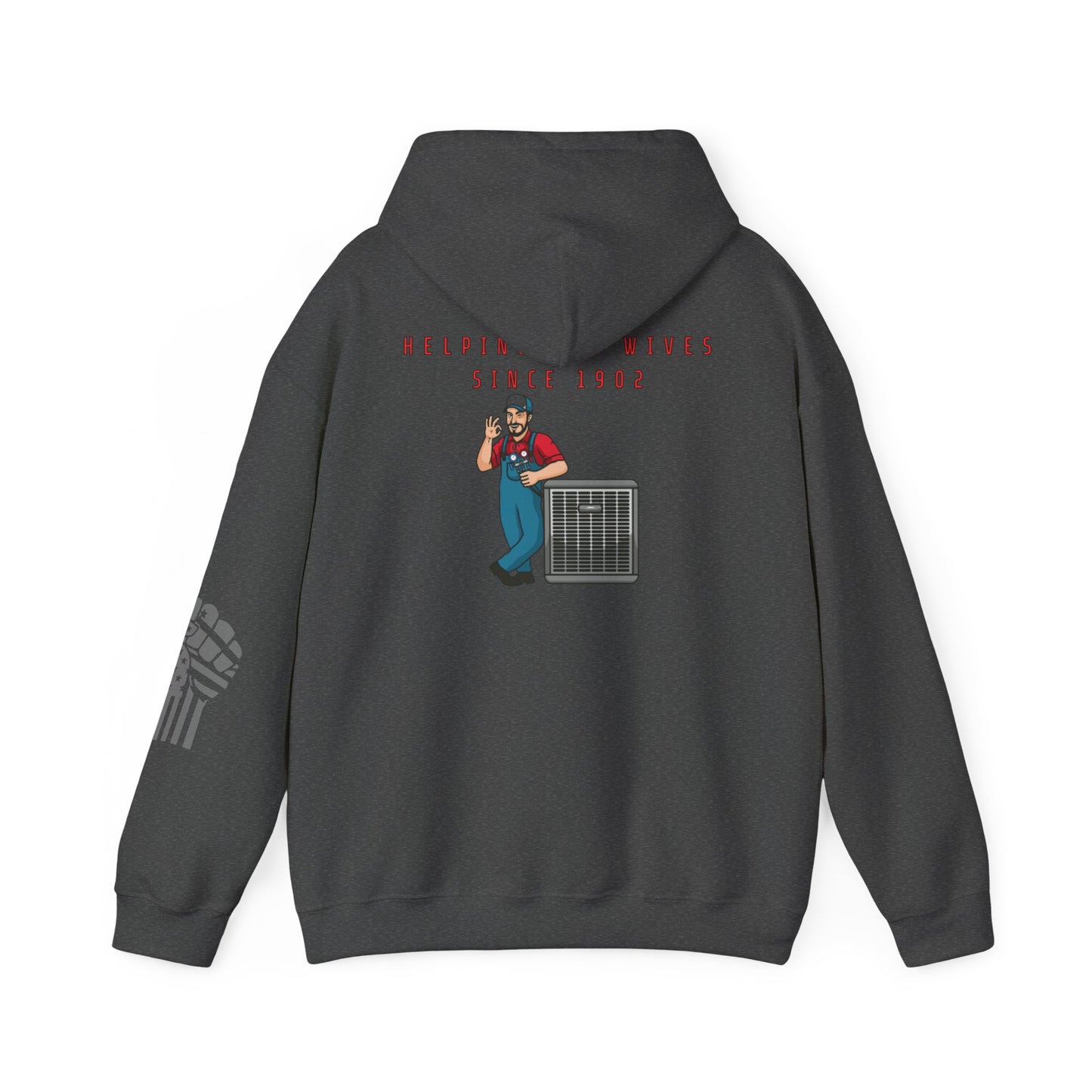 HVAC Humor Hoodie, Unisex Funny Sweatshirt, HVAC Tech Gift, Helping Wives Since 1902, Home Repair Humor